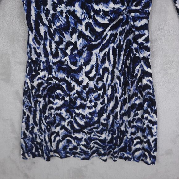 Chicos Travellers Midi Dress Faux Wrap Sz 2/L Geometric Print 3/4 Sleeve Stretch - Picture 2 of 11